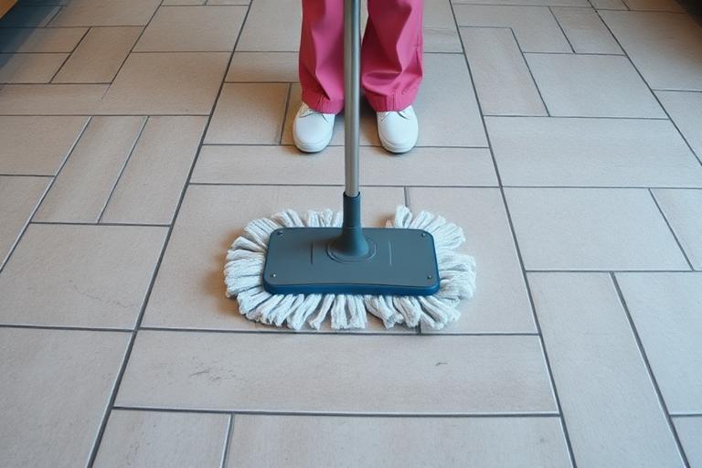Mopping along the direction of the grout lines