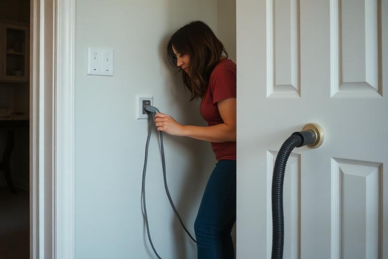 Plugging in near the exit with the cord kept behind